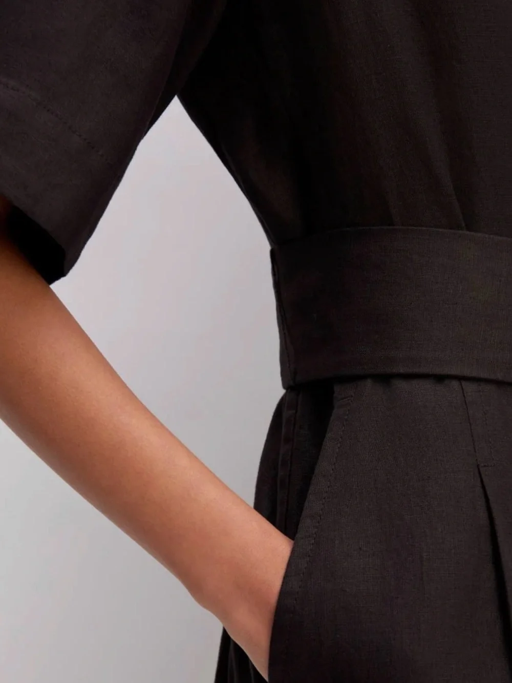 Everlane Black Linen Wrap Jumpsuit